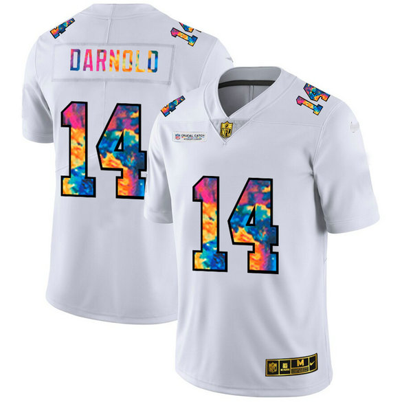 New York Jets #14 Sam Darnold Men's White Nike Multi-Color 2020 NFL Crucial Catch Limited NFL Jersey