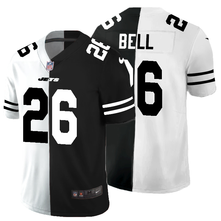 New York Jets #26 Le'Veon Bell Men's Black V White Peace Split Nike Vapor Untouchable Limited NFL Jersey