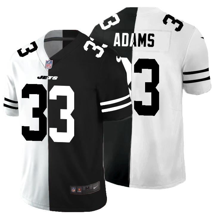New York Jets #33 Jamal Adams Men's Black V White Peace Split Nike Vapor Untouchable Limited NFL Jersey