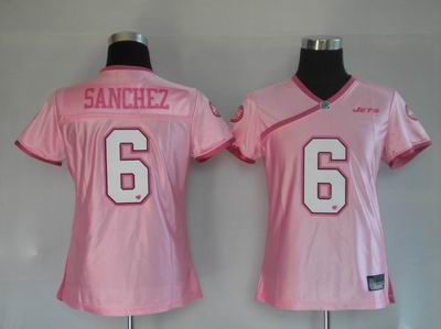 New York Jets #6 Mark Sanchez pink love women jersey
