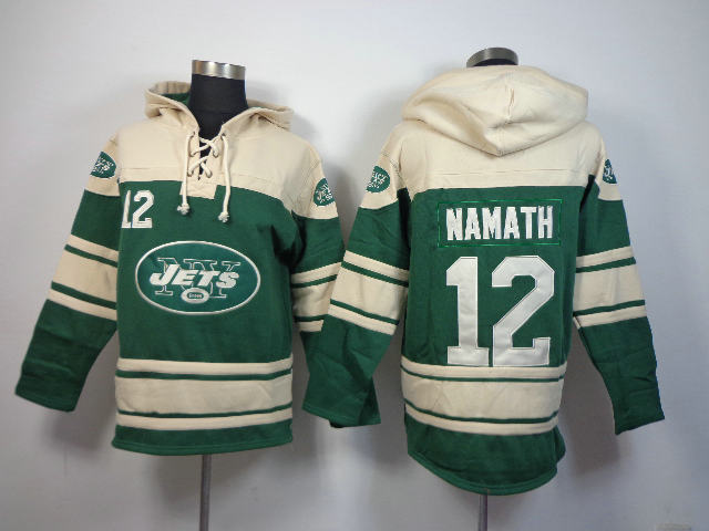 New York Jets 12 Joe Namath Lace-Up NFL Jersey Hoodies