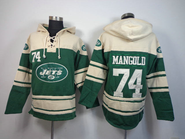 New York Jets 74 Nick Mangold Lace-Up NFL Jersey Hoodies