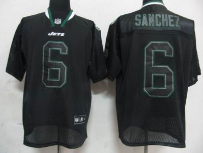 New York Jets Mark #6 Sanchez Lights Out BLACK Jerseys