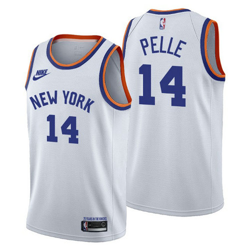 New York Knicks #14 Norvel Pelle Men's Nike Releases Classic Edition NBA 75th Anniversary Jersey White