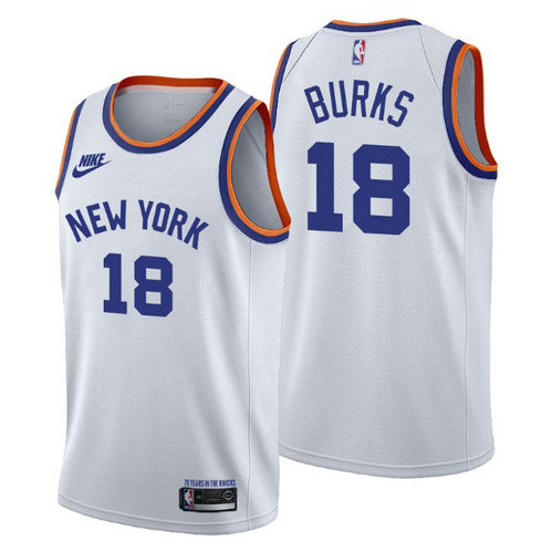New York Knicks #18 Alec Burks Men's Nike Releases Classic Edition NBA 75th Anniversary Jersey White