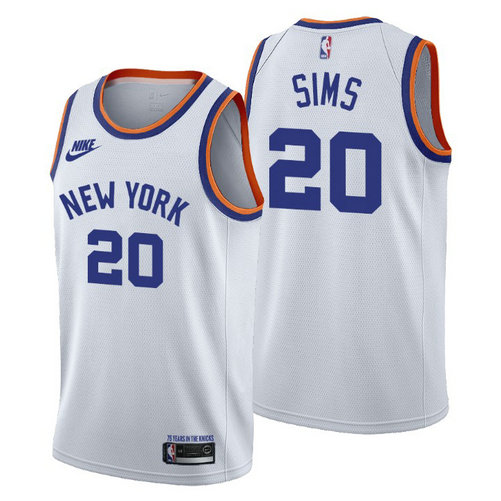 New York Knicks #20 Jericho Sims Men's Nike Releases Classic Edition NBA 75th Anniversary Jersey White