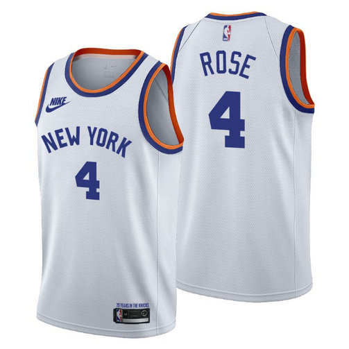 New York Knicks #4 Derrick Rose Men's Nike Releases Classic Edition NBA 75th Anniversary Jersey White
