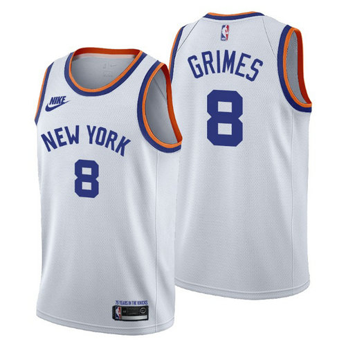 New York Knicks #8 Quentin Grimes Men's Nike Releases Classic Edition NBA 75th Anniversary Jersey White