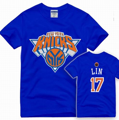 New York Knicks 17# Jeremy Lin  blue T Shirts