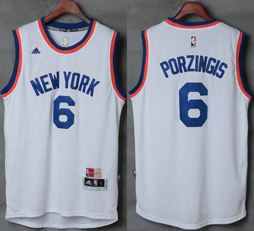 New York Knicks 6 Kristaps Porzingis New White NBA Jersey