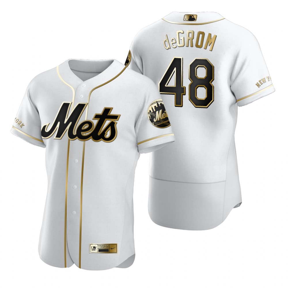 New York Mets #48 Jacob DeGrom White Nike Men's Authentic Golden Edition MLB Jersey