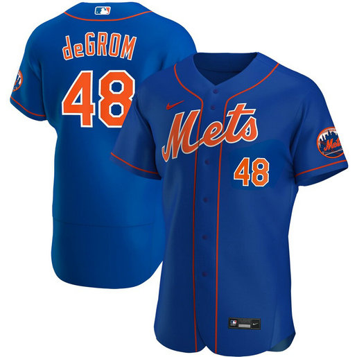 New York Mets #48 Jacob deGrom Men's Nike Royal Alternate 2020 Authentic Player MLB Jersey