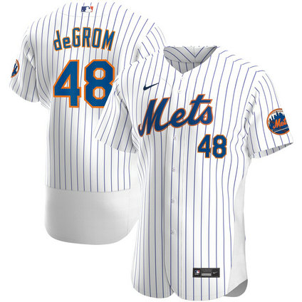 New York Mets #48 Jacob deGrom Men's Nike White Home 2020 Authentic Player MLB Jersey