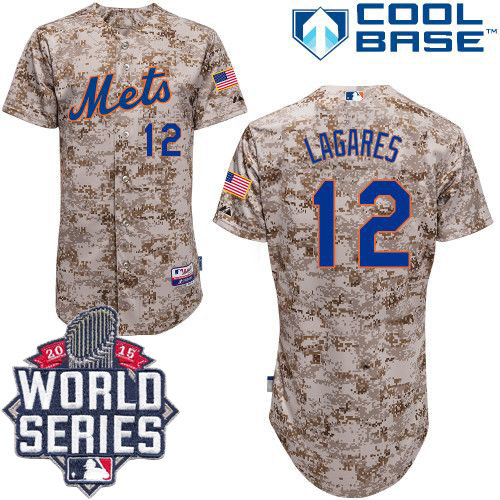 New York Mets 12 Juan Lagares Camo Alternate Cool Base 2015 World Series Patch MLB Jersey