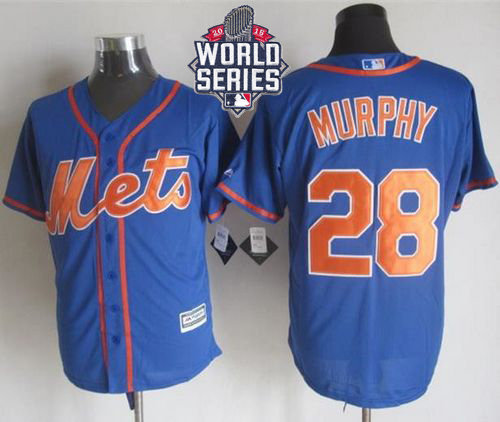 New York Mets 28 Daniel Murphy Blue Alternate Home New Cool Base 2015 World Series Patch MLB Jersey