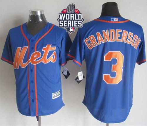 New York Mets 3 Curtis Granderson Blue Alternate Home New Cool Base 2015 World Series Patch MLB Jersey