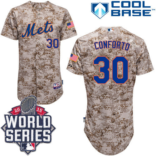 New York Mets 30 Michael Conforto Camo Alternate Cool Base 2015 World Series Patch MLB Jersey