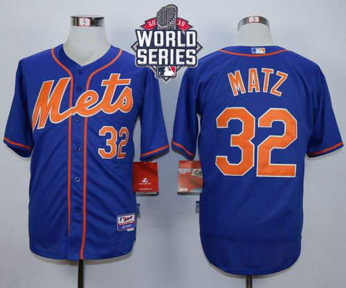 New York Mets 32 Steven Matz Blue Alternate Home Cool Base 2015 World Series Patch MLB Jersey