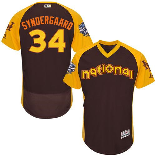New York Mets 34 Noah Syndergaard Brown Flexbase Authentic Collection 2016 All-Star National League Baseball Jersey