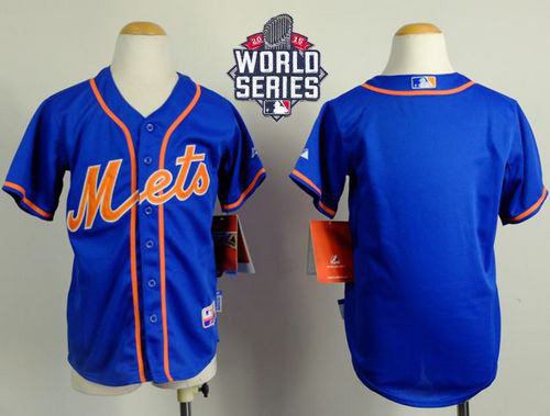 New York Mets Blank Blue Alternate Home Cool Base 2015 World Series Patch Kid MLB Jersey