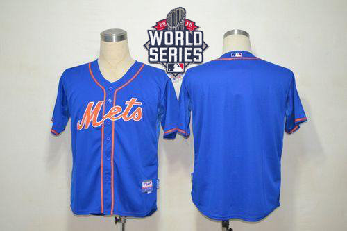 New York Mets Blank Blue Alternate Home Cool Base 2015 World Series Patch MLB Jersey