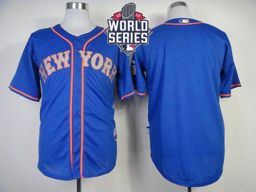 New York Mets Blank Blue Alternate Road Cool Base 2015 World Series Patch MLB Jersey