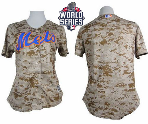 New York Mets Blank Camo 2015 World Series Patch Fashion Women MLB Jersey