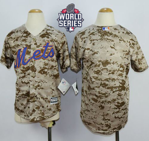 New York Mets Blank Camo Alternate Cool Base 2015 World Series Patch Kid MLB Jersey