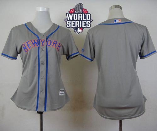 New York Mets Blank Grey Road 2015 World Series Patch Women MLB Jersey