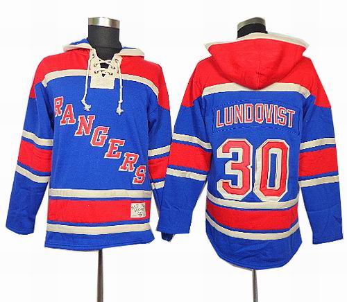New York Rangers #30 Henrik Lundqvist blue red Hoody