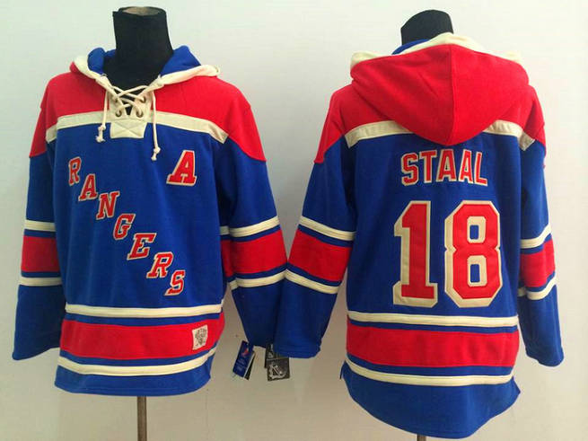 New York Rangers 18 Marc Staal Blue NHL hockey hoddies