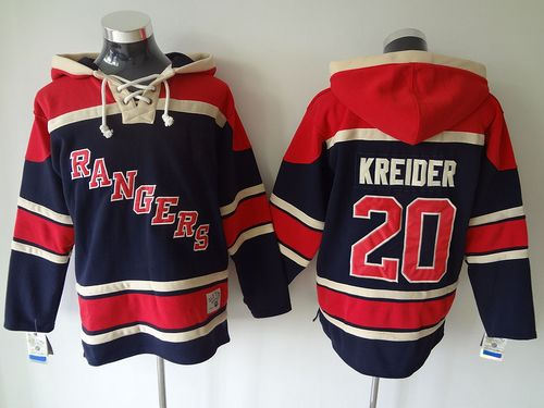 New York Rangers 20 Chris Kreider Blue Sawyer Hooded Sweatshirt NHL jersey