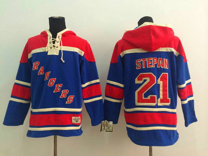 New York Rangers 21 Derek Stepan blue NHL hockey hoddies