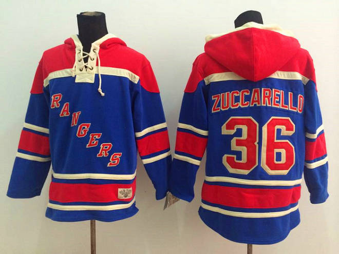 New York Rangers 36 Mats Zuccarello blue NHL hockey hoddies