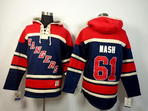 New York Rangers 61 Rick Nash Navy Blue Sawyer Hooded Sweatshirt NHL jersey