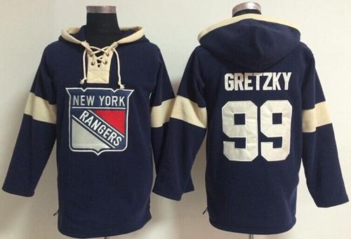 New York Rangers 99 Wayne Gretzky Navy Blue Pullover NHL Hoodie