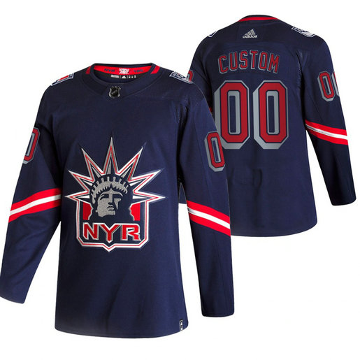 New York Rangers Custom Navy Men's Adidas 2020-21 Alternate Authentic Player NHL Jersey