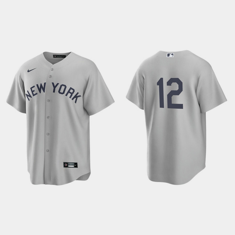 New York Yankees #12 Rougned Odor Men's Nike Gray 2021 Field of Dreams Game MLB Jersey