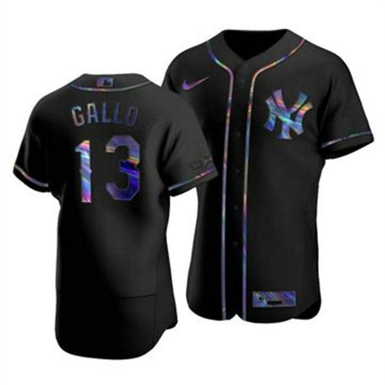New York Yankees #13 Joey Gallo Men's Nike Iridescent Holographic Collection MLB Jersey - Black