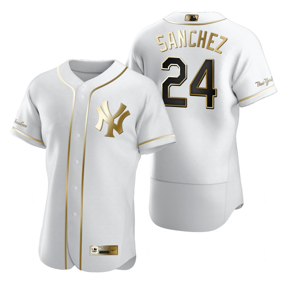 New York Yankees #24 Gary Sanchez White Nike Men's Authentic Golden Edition MLB Jersey