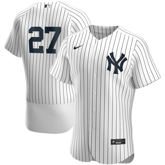 New York Yankees #27 Giancarlo Stanton Men's Nike White Home 2020 Authentic Player Team MLB Jersey