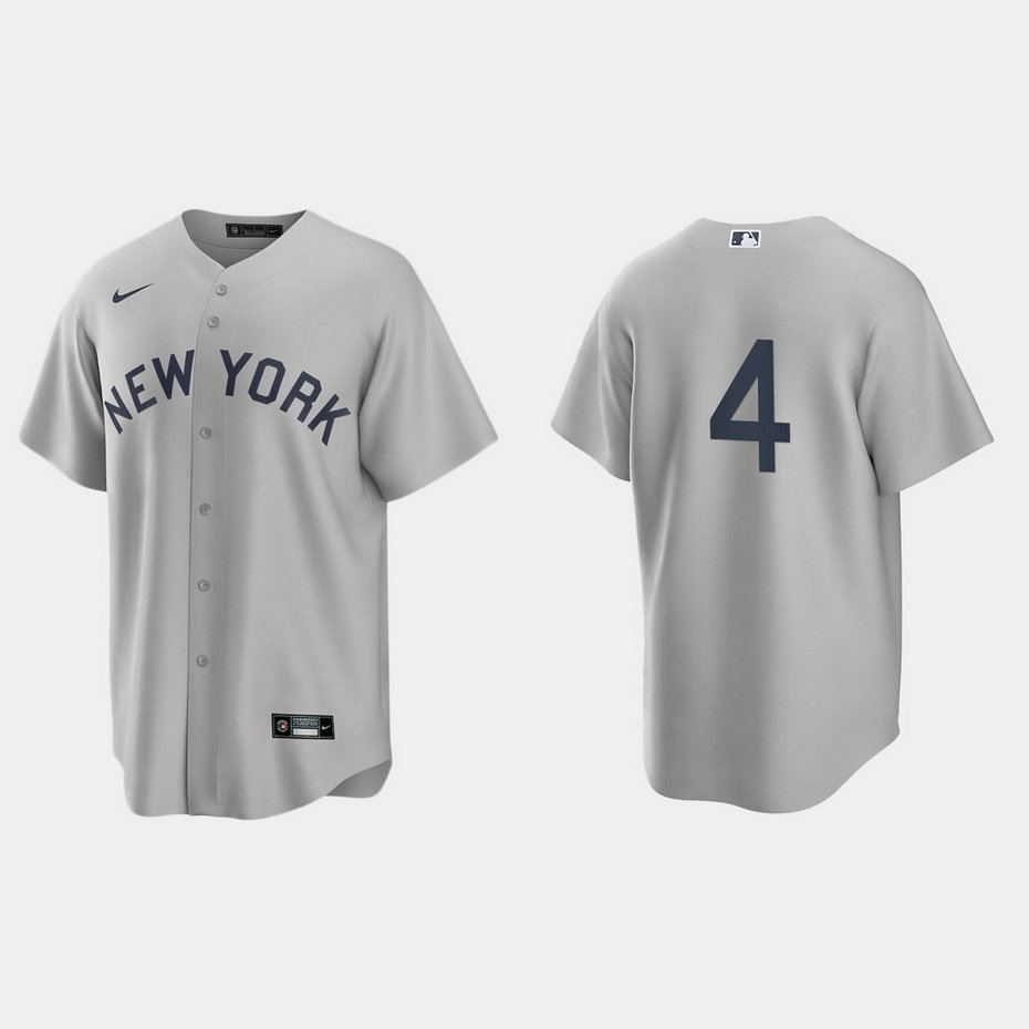 New York Yankees #4 Lou Gehrig Men's Nike Gray 2021 Field of Dreams Game MLB Jersey