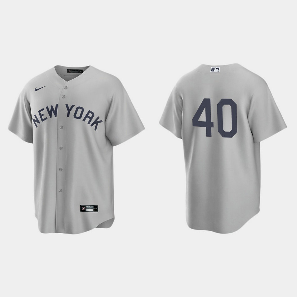 New York Yankees #40 Luis Severino Men's Nike Gray 2021 Field of Dreams Game MLB Jersey