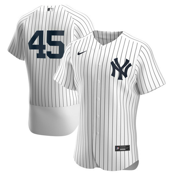 New York Yankees #45 Gerrit Cole Men's Nike White Navy Home 2020 Authentic Player MLB Jersey