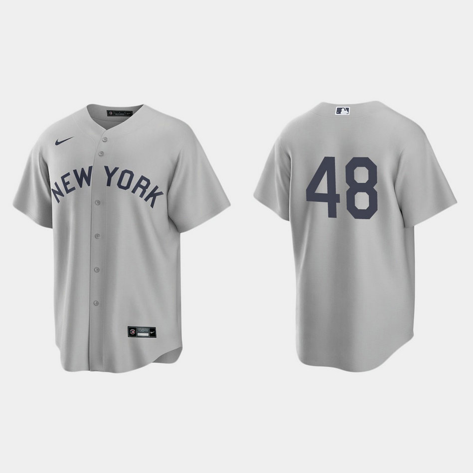 New York Yankees #48 Anthony Rizzo Men's Nike Gray 2021 Field of Dreams Game MLB Jersey