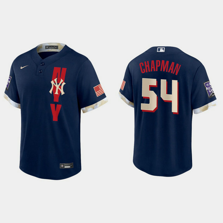 New York Yankees #54 Aroldis Chapman 2021 Mlb All Star Game Fan's Version Navy Jersey
