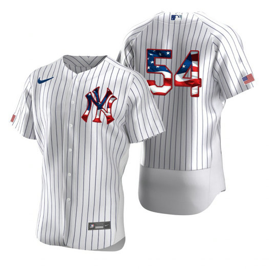 New York Yankees #54 Aroldis Chapman Men's Nike White Fluttering USA Flag Limited Edition Authentic MLB Jersey