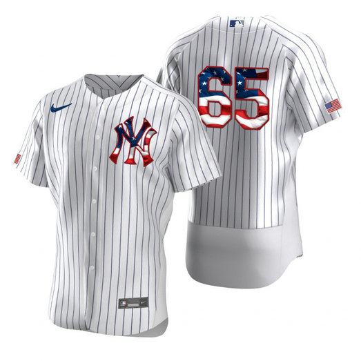 New York Yankees #65 James Paxton Men's Nike White Fluttering USA Flag Limited Edition Authentic MLB Jersey