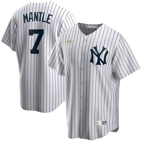 New York Yankees #7 Mickey Mantle Nike Home Cooperstown Collection Player MLB Jersey White