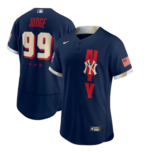 New York Yankees #99 Aaron Judge 2021 Navy All-Star Flex Base Stitched MLB Jersey